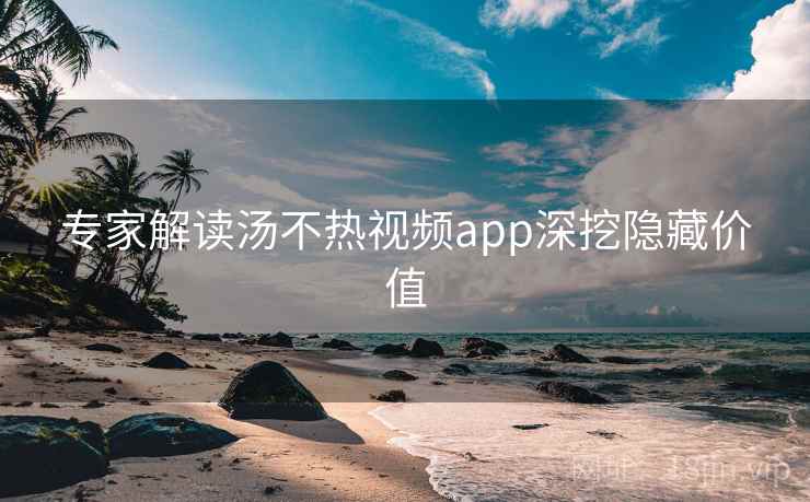 专家解读汤不热视频app深挖隐藏价值